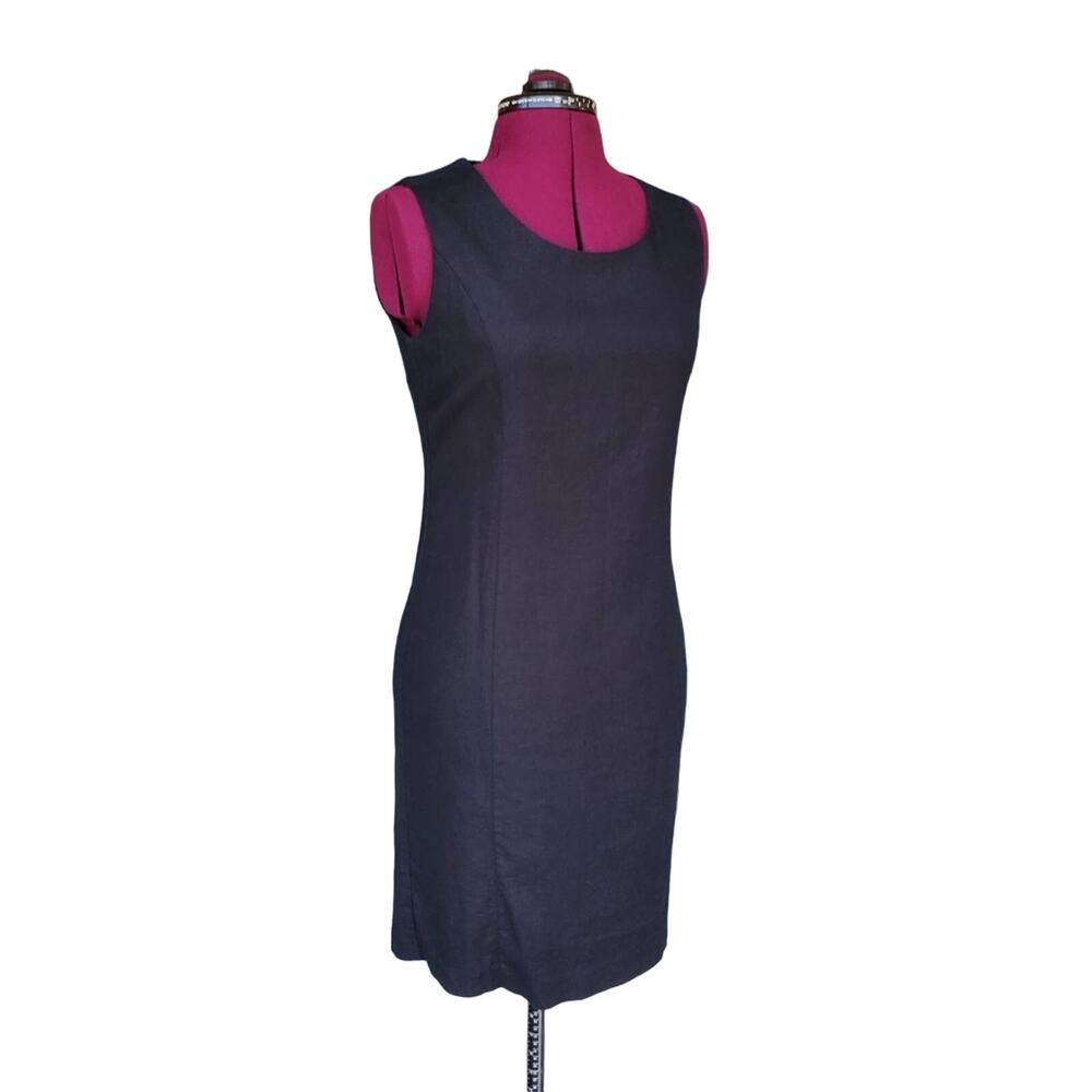Bicè Vintage Black Linen & Rayon Sheath Dress Career Office Business sz 8